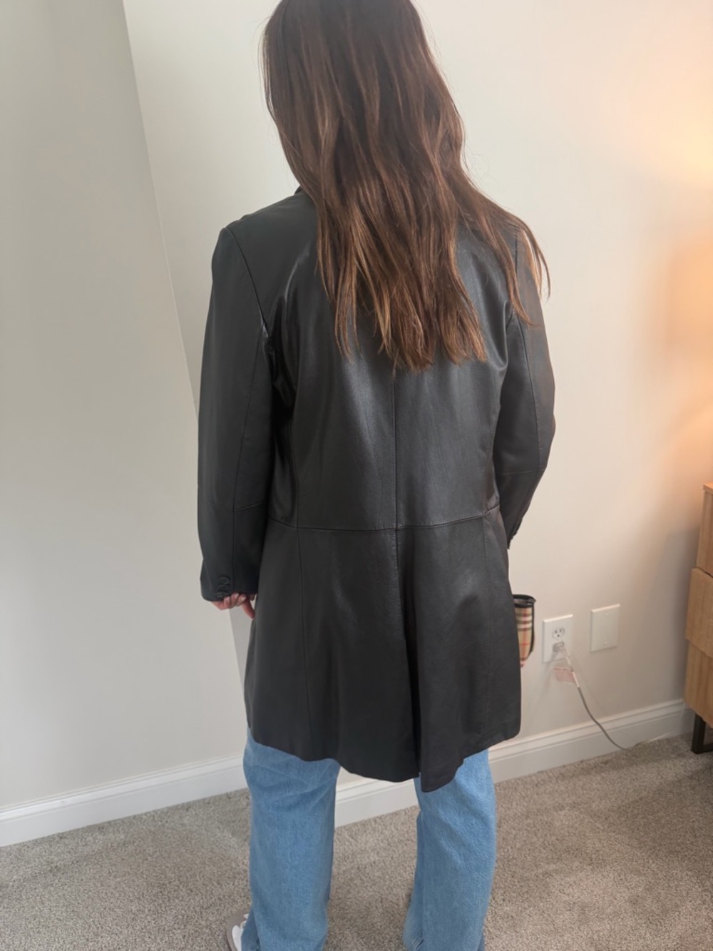 Ralph Lauren vintage Black Leather Longline Blazer Jacket - Picture 7 of 10